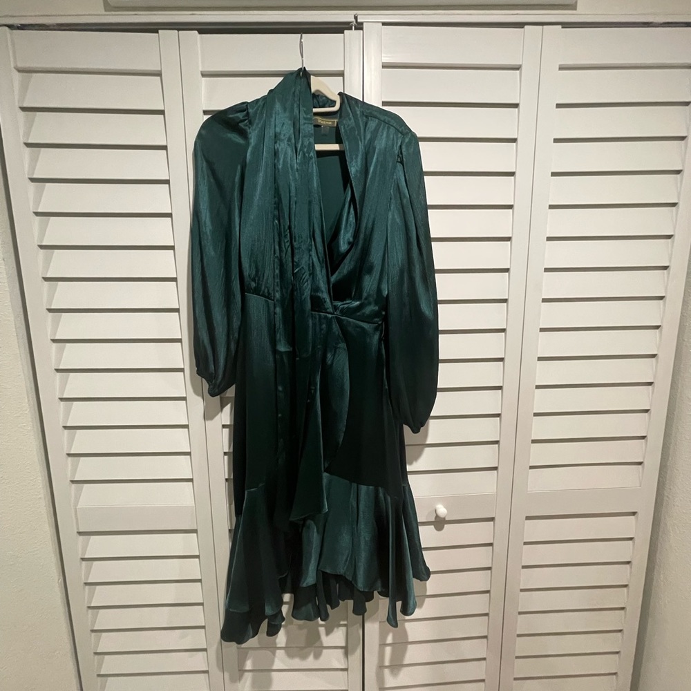Beautiful emerald green wrap dress